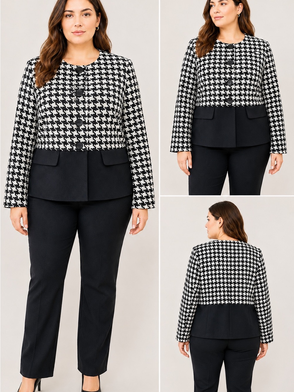 NWT$120/TALBOTS/WOMEN'S/SZ.14/TWEED BLAZER/JACKET/BLACK/WHITE/HERRINGBONE/LINING